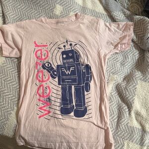 Weezer Concert Pink Robot Graphic Tee Shirt- opening for Green Day